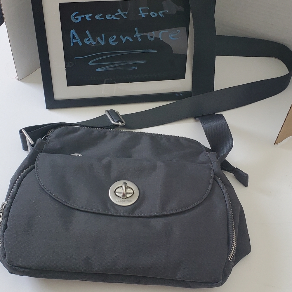 Baggallini Women’s Gray Crossbody Bag pink lined adventure travel classic easy